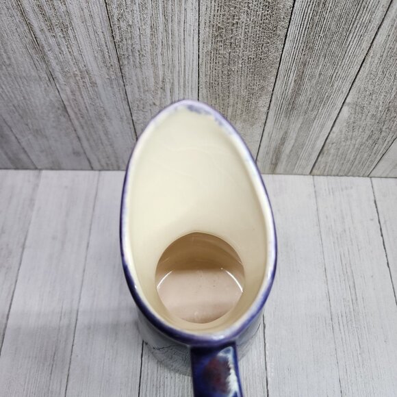 Vintage Raku Style Pottery Pitcher Jug Ceramic Purple Glazed 8'' Tall - Picture 5 of 9